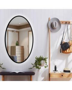 Ovale LED spiegel met zwart metalen frame - 600x1000mm